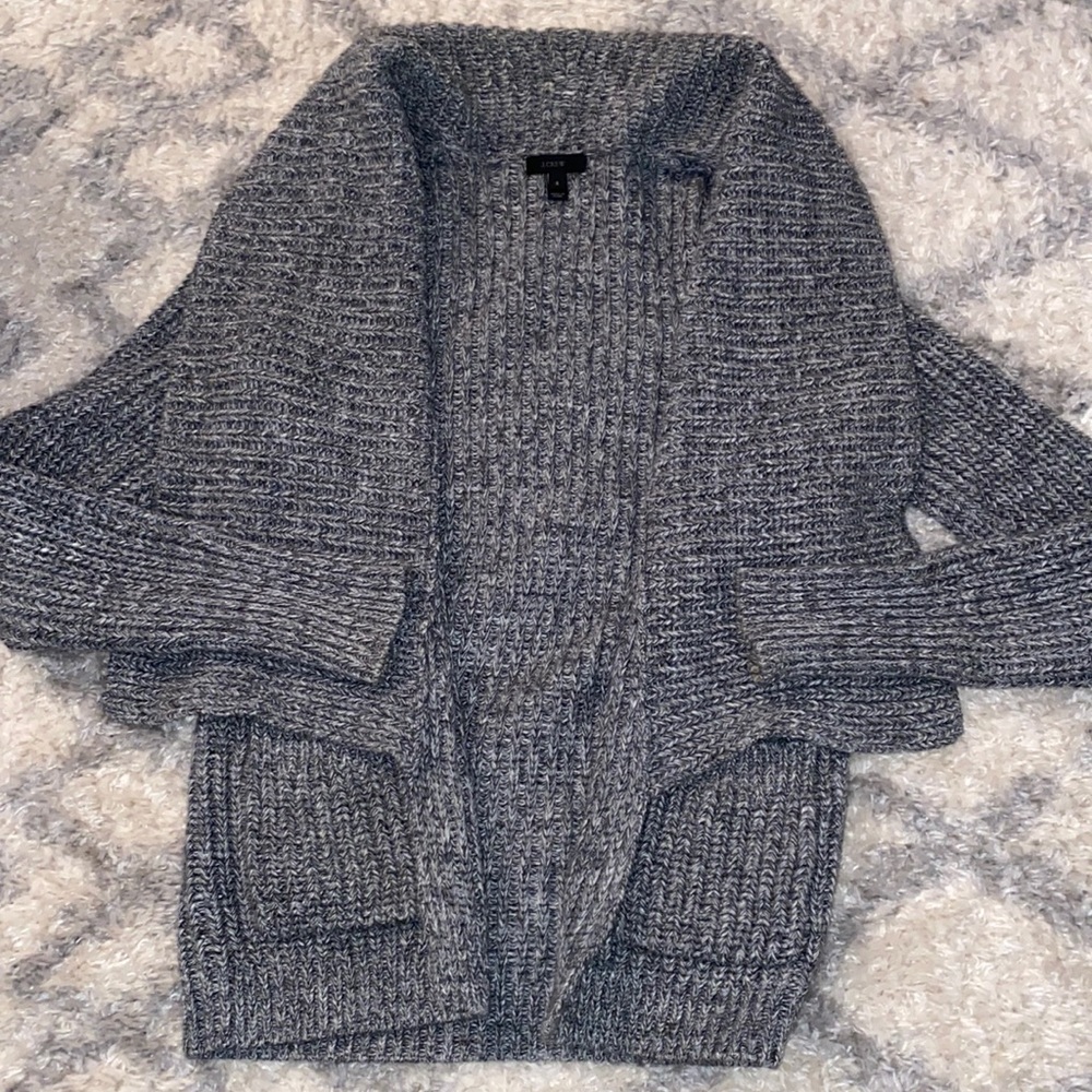 JCrew Heavy Gray and White Stitched Cardigan/Blazer